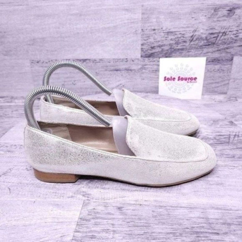 Donald J Pliner Haro Metallic Slip on Loafer Metallic Silver Women's sz 6